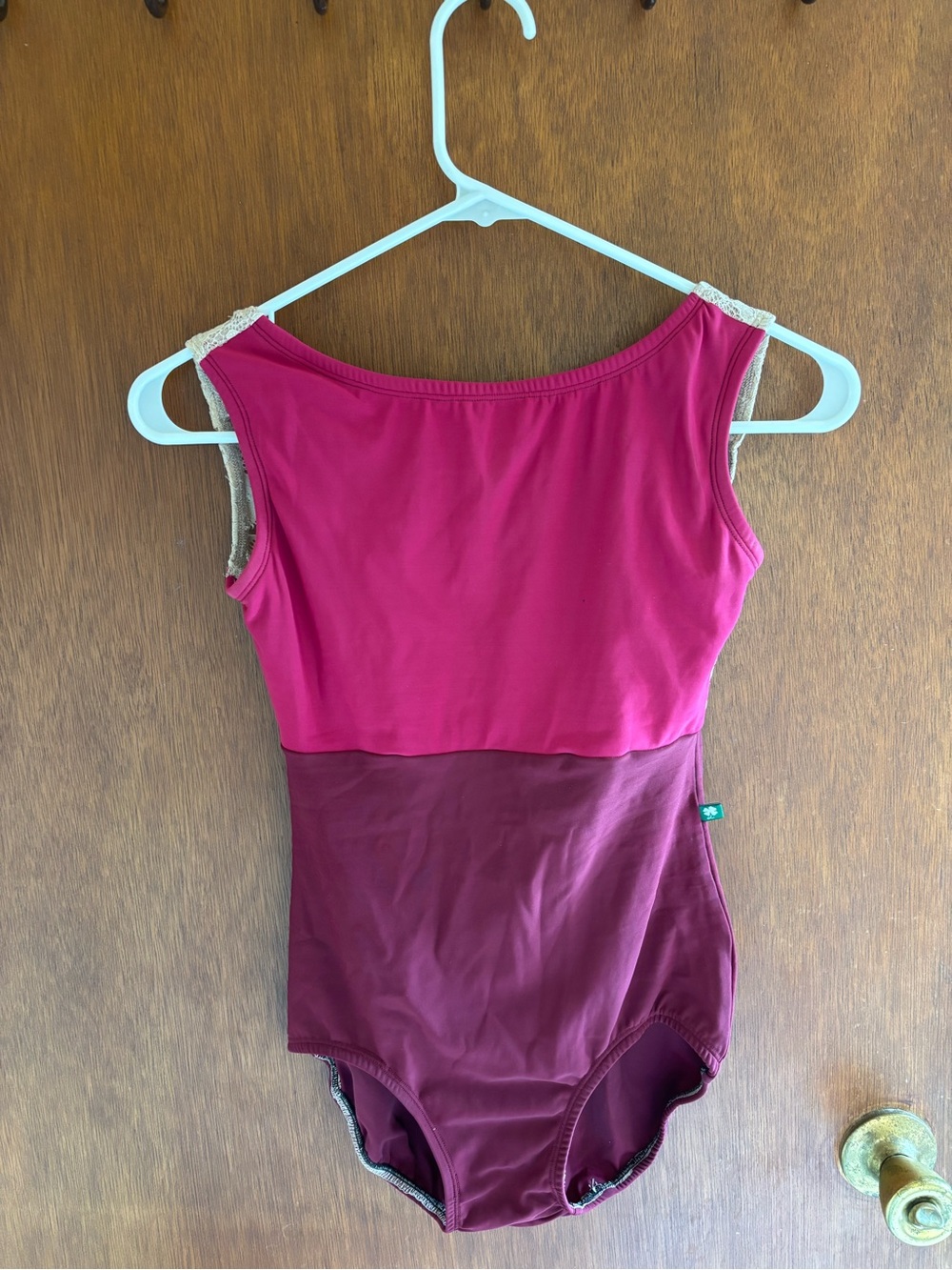 Two-Tone Pink & Burgundy One-Piece Leotard